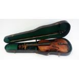 Late 19th century German violin with mat