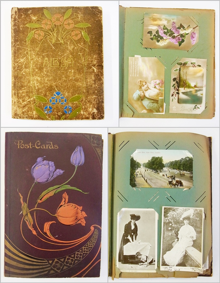 Two early 20th century postcard albums,