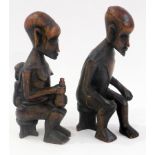 African carved hardwood male and female