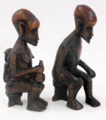 African carved hardwood male and female