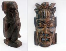 Large African carved hardwood mask warri