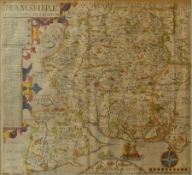Old engraved map of Hampshire by Hole