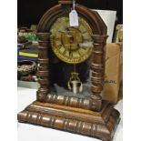 German stained wood mantle timepiece wit