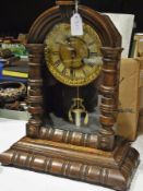 German stained wood mantle timepiece wit