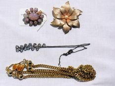 Costume jewellery, a brooch of faux opal