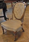 Victorian walnut sewing chair, with oval