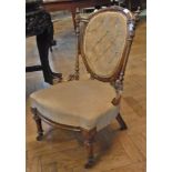 Victorian walnut sewing chair, with oval