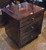 Oriental brass inlaid hardwood chest of