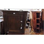 Stained wood wall-hanging corner cabinet