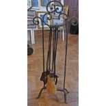 Wrought iron fireside companion set with