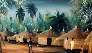 Five Nigerian paintings of figures and v