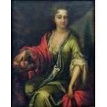 Oil on canvas 17th/18th century three-quarter length portrait of a lady, possibly Duchess of