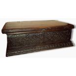 17th century carved oak bible box having