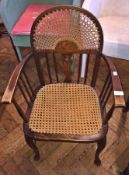 Caned back child's chair with caned seat