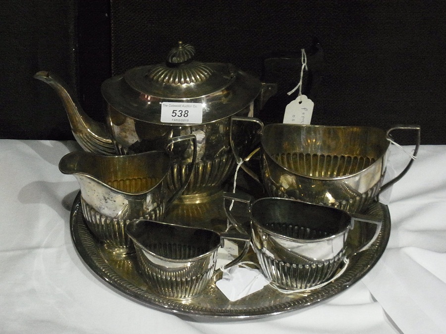 Silver plated three-piece tea service to