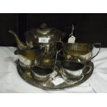 Silver plated three-piece tea service to