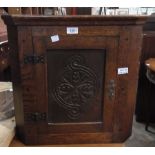 Oak wall-hanging corner cabinet having s