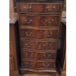 Reproduction narrow chest of six drawers