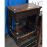 Antique oak joint stool having quadrant