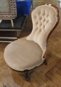 Victorian mahogany sewing chair with but