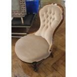 Victorian mahogany sewing chair with but