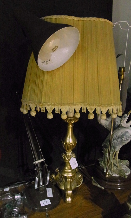 Giltwood table lamp and an angle-poise (