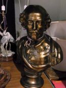 Bronzed plaster bust of William Shakespe