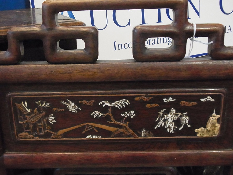 Chinese ivory inlaid rosewood side chair - Image 2 of 5