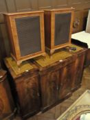 Reproduction mahogany stereo cabinet wit