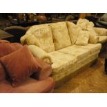 Three seater settee, matching armchair w