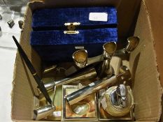 A collection of silver plate candelabra,