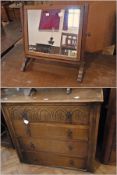 Oak chest of four long drawers, with iro