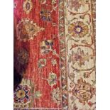 Persian style wool rug, red ground, shap