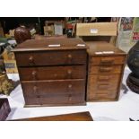 Oak table top chest of four drawers, 26c