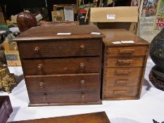 Oak table top chest of four drawers, 26c