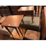 Three occasional tables, ottoman, stool