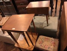 Three occasional tables, ottoman, stool
