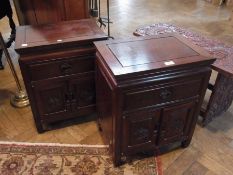 Pair of Chinese hardwood bedside chests