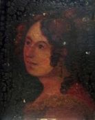 Oil on canvas 17th/18th century school Head and shoulders portrait of a lady, unframed,38 x 30cm