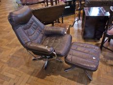 Modern chrome and leather recliner chair