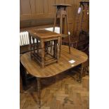 Oak nest of trio occasional tables, rect