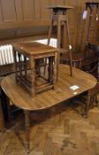 Oak nest of trio occasional tables, rect