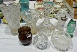 A collection of cut glass and other glas