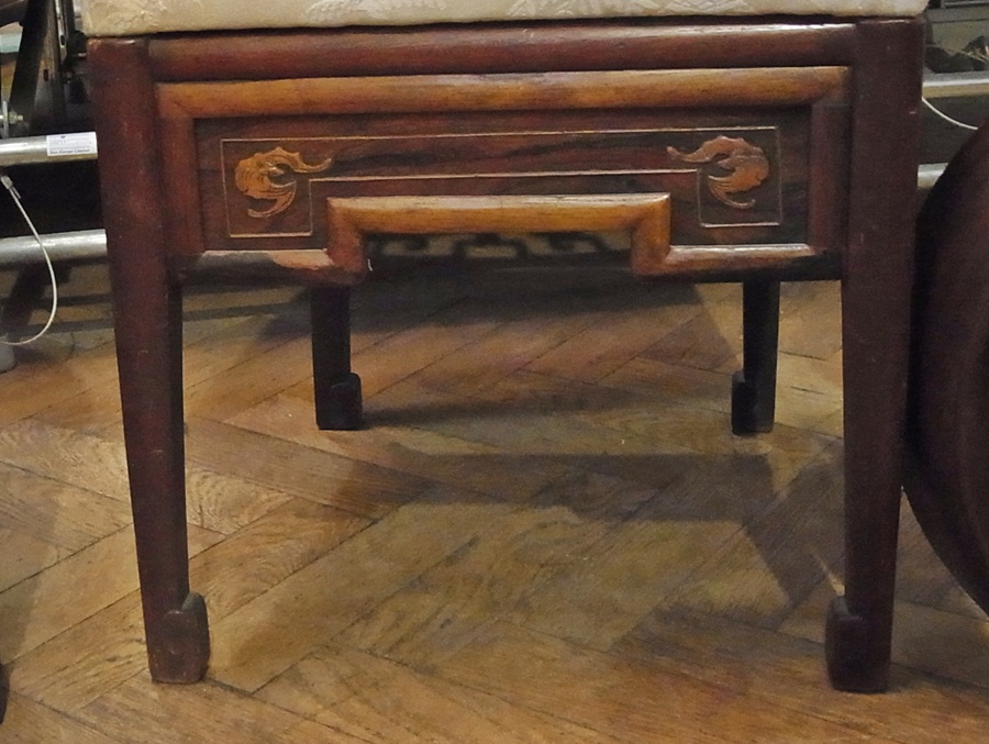 Chinese ivory inlaid rosewood side chair - Image 5 of 5