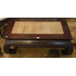 Oriental hardwood and cane coffee table,