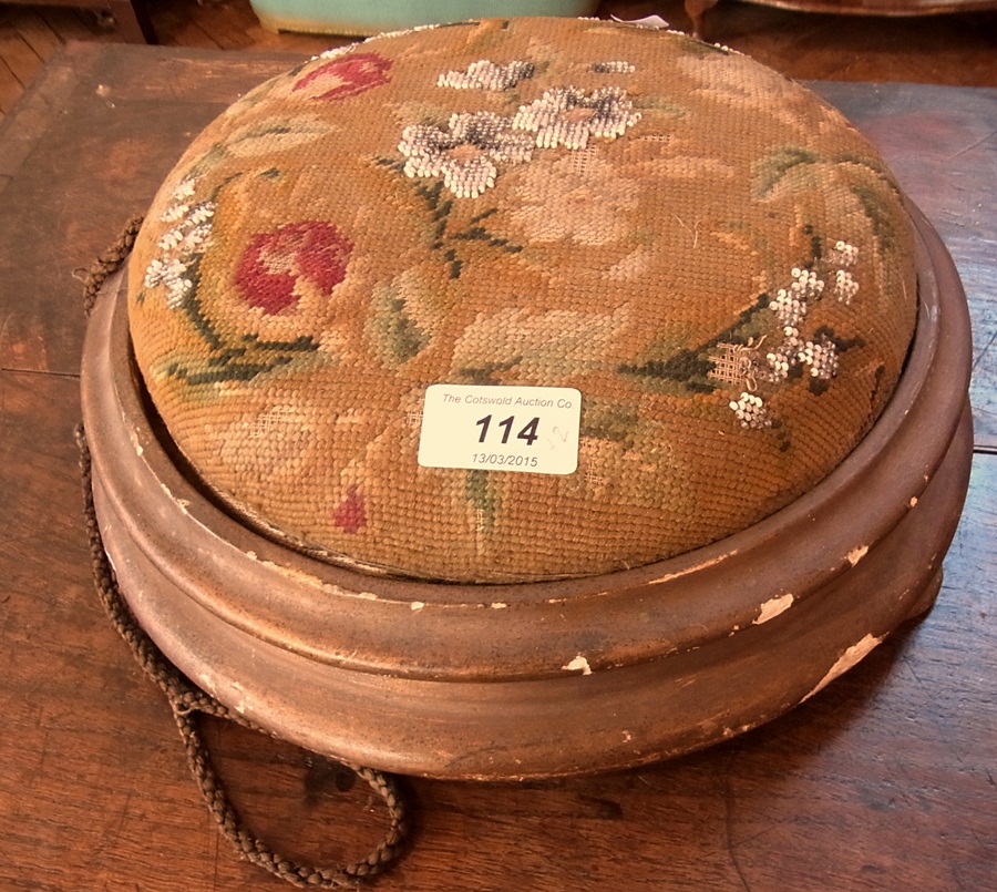 A pair of Victorian circular footstools, - Image 2 of 2