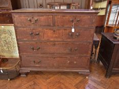 Georgian oak chest with mahogany cross b