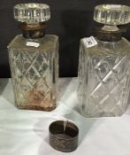 Pair of cut glass square shaped decanter