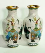 Two cloisonne shouldered and ovoid vases