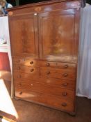 19th century inlaid mahogany secretaire